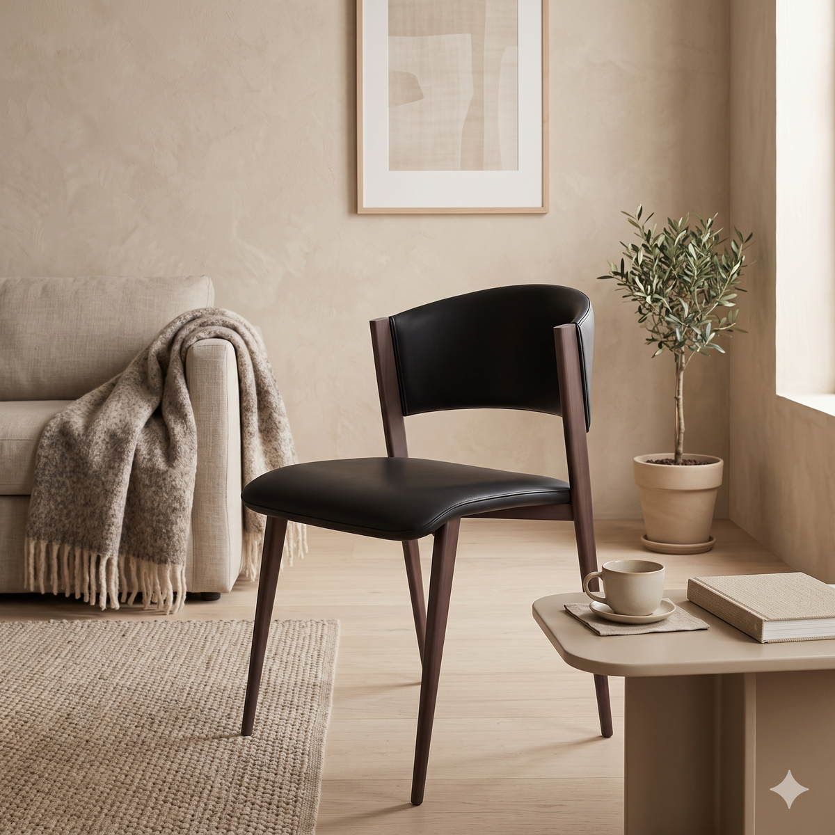 Aspen Dining Chairs Upholstered in Leather Kitchen Room Chairs with Black Metal Legs