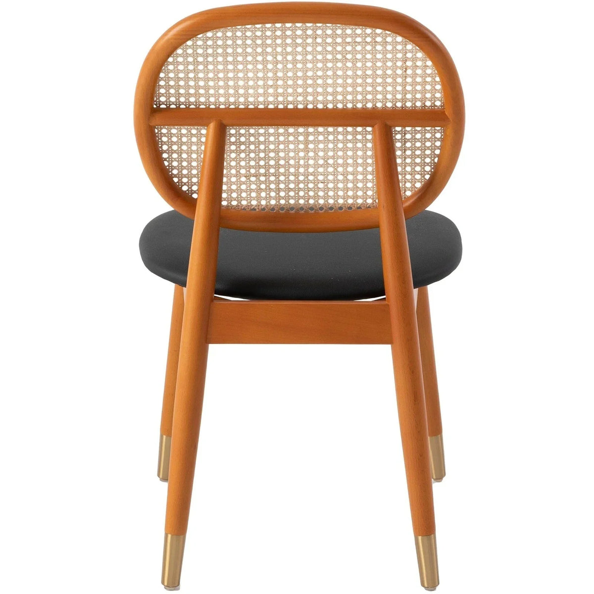 Holbeck Wicker Dining Chair with Upholstered Leather Seat and Beech Wood Legs - Elax Furniture