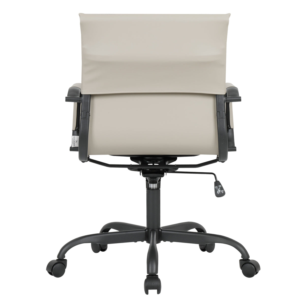 Harris Mid-Back Leather Adjustable Office Conference Chair with Armrests Black Tan Office Chair Leisuremod