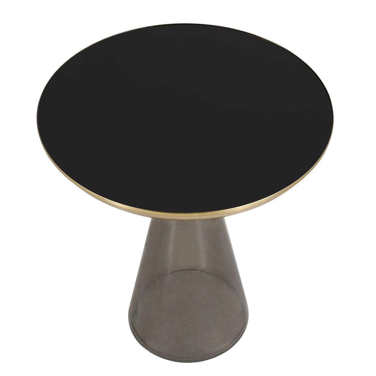 Hyalus Tully 19-Inch Round Glass Side Table with Iron Rim Frame and Glass Base - Elax Furniture