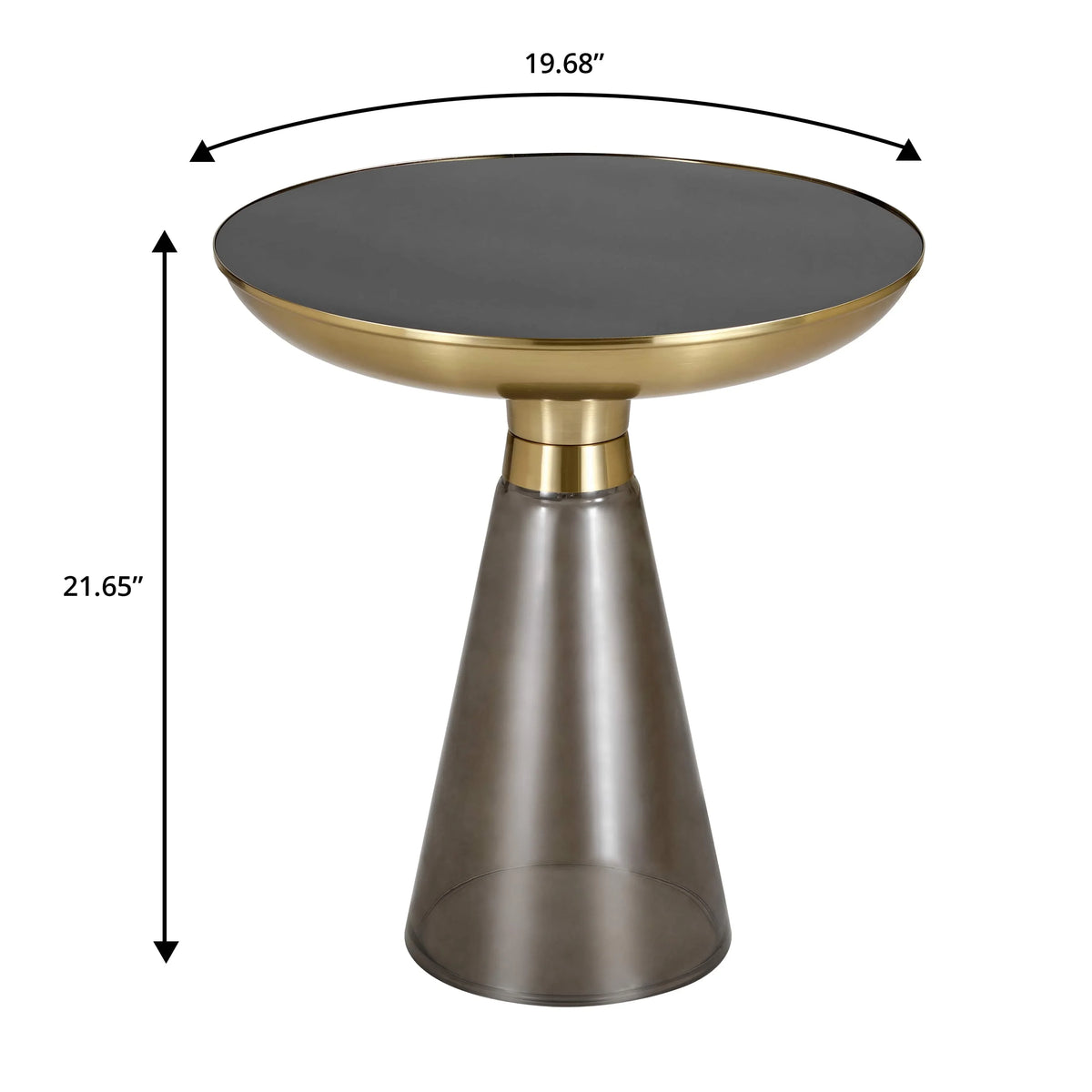 Hyalus Tully 19-Inch Round Glass Side Table with Iron Rim Frame and Glass Base - Elax Furniture