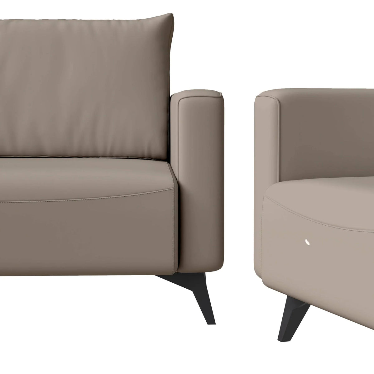 Inno 3-Piece Leather Sofa Set with 2 Single-Seater and a Three-Seater Sofa with Stainless Steel Legs - Elax Furniture