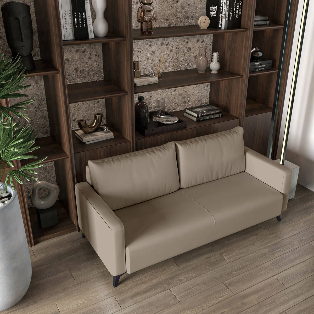 Inno 3-Seater Leather Wide Sofa with Stainless Steel Legs and Removable Cushions - Elax Furniture
