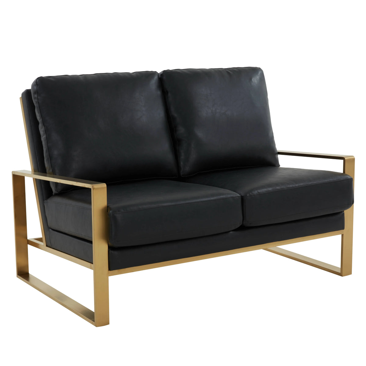 Jefferson Contemporary Velvet/Leather Loveseat with Stainless Steel Frame - Elax Furniture