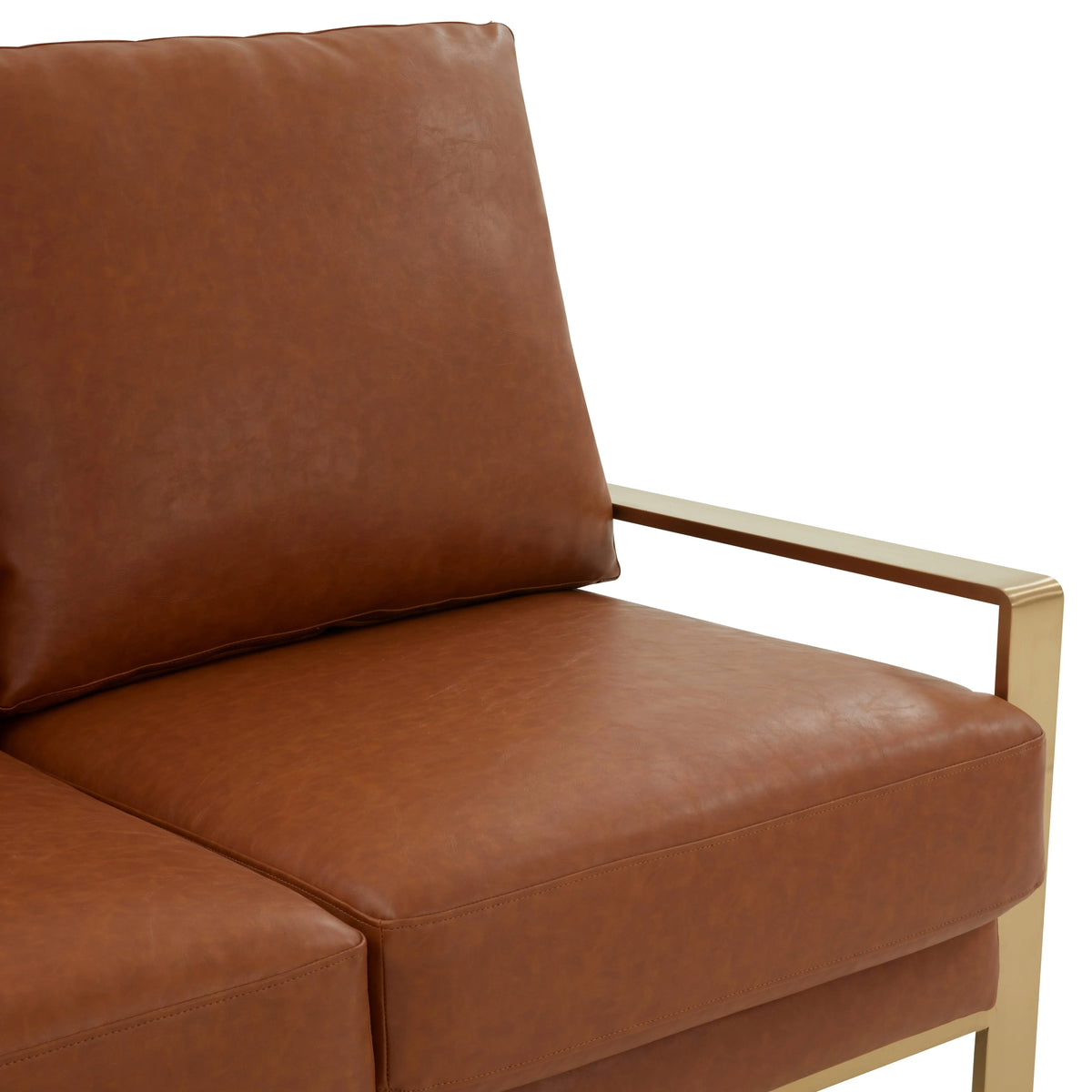 Jefferson Contemporary Velvet/Leather Loveseat with Stainless Steel Frame - Elax Furniture
