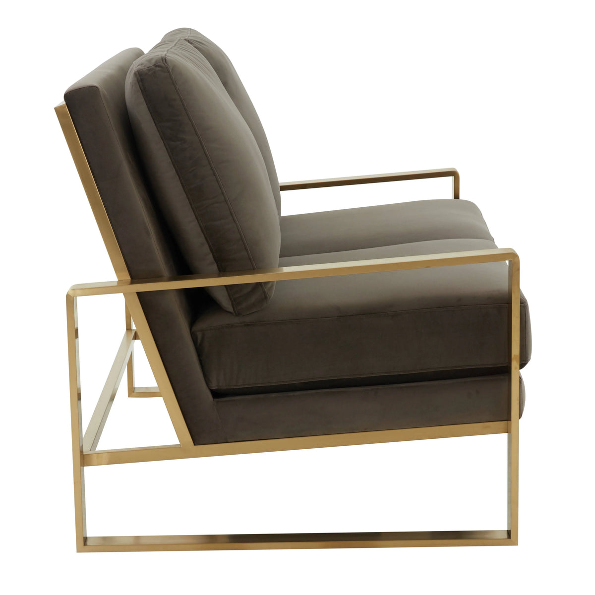 Jefferson Contemporary Velvet/Leather Loveseat with Stainless Steel Frame - Elax Furniture