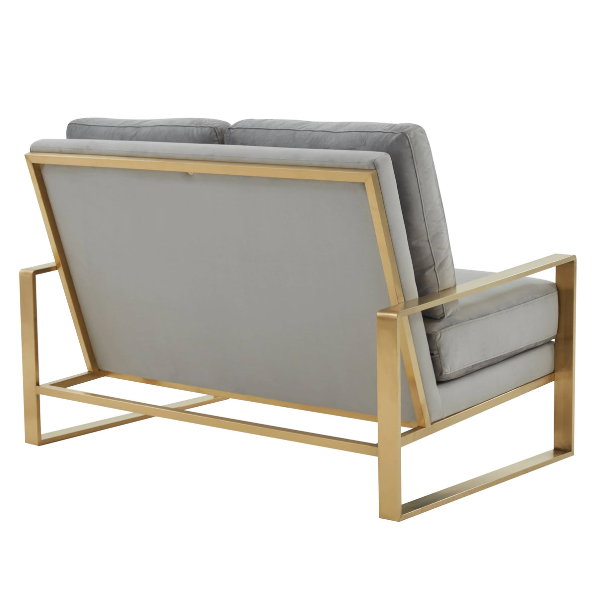 Jefferson Contemporary Velvet/Leather Loveseat with Stainless Steel Frame - Elax Furniture