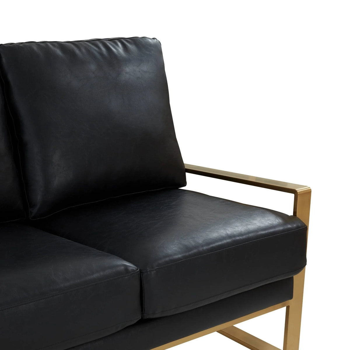 Jefferson 3-Seater Velvet/Leather Full Size Sofa in Stainless Steel - Elax Furniture