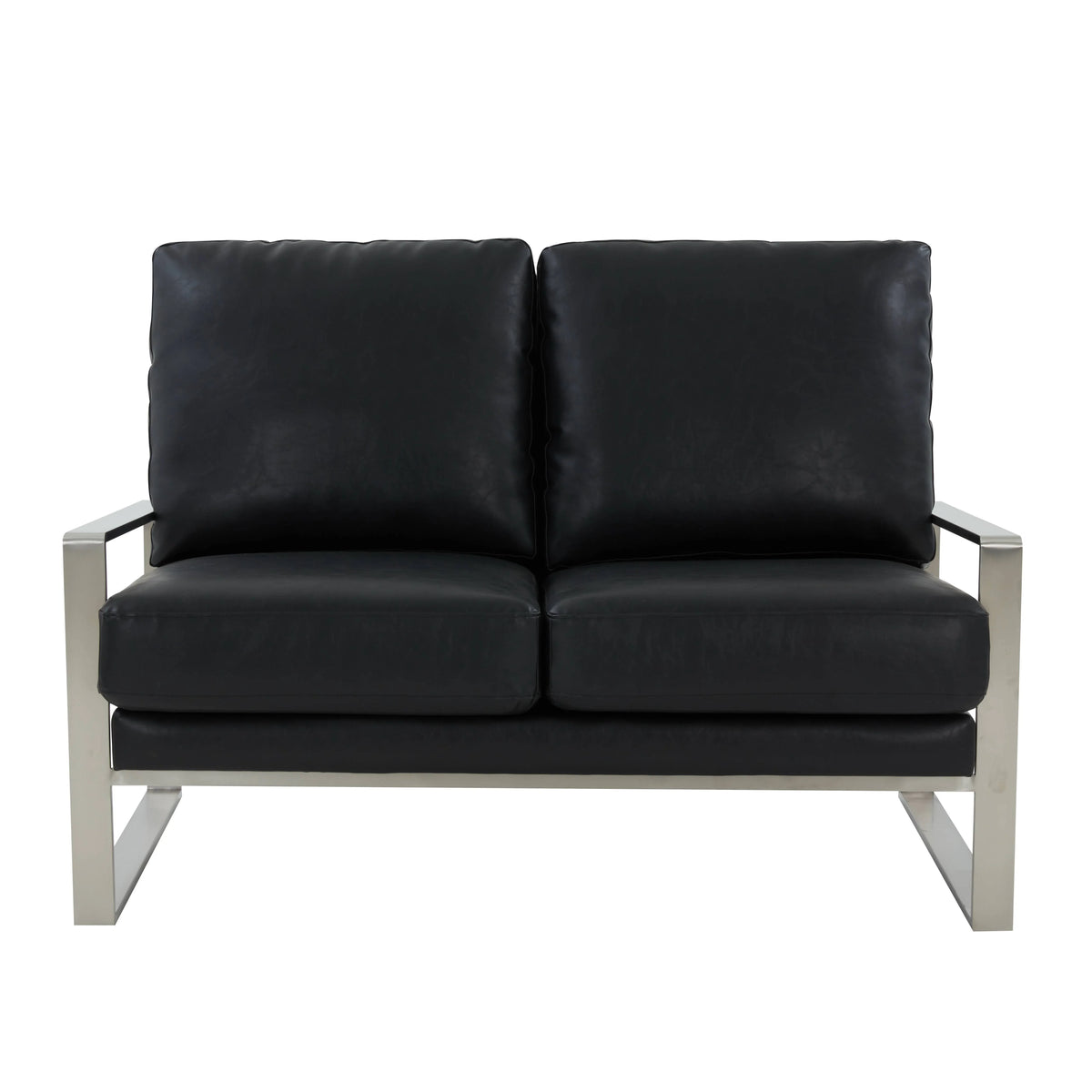 Jefferson Contemporary Velvet/Leather Loveseat with Stainless Steel Frame - Elax Furniture