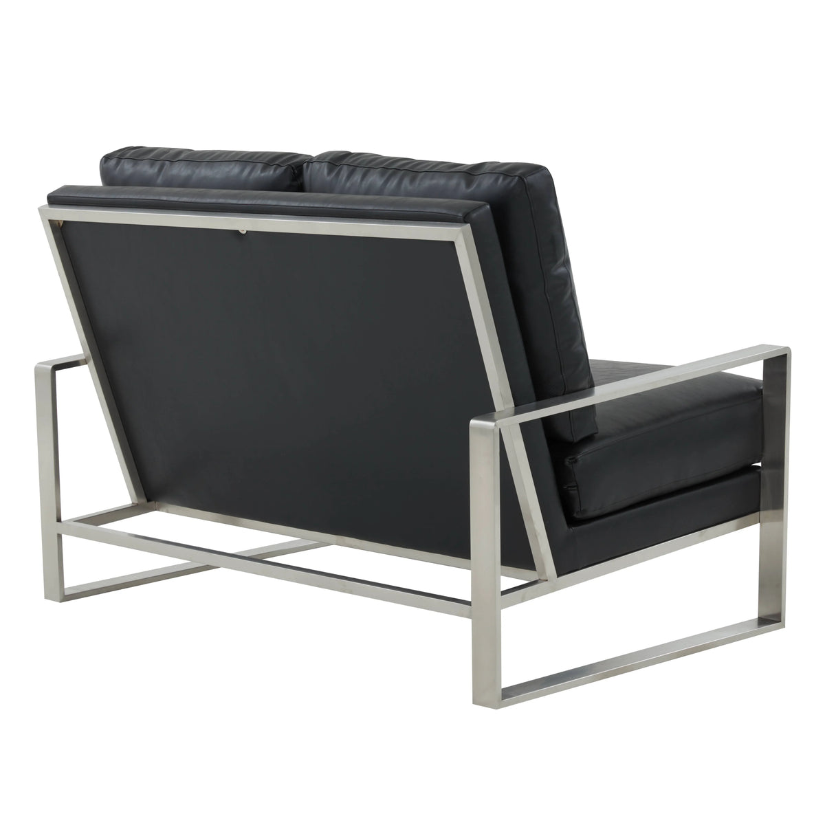 Jefferson Contemporary Velvet/Leather Loveseat with Stainless Steel Frame - Elax Furniture