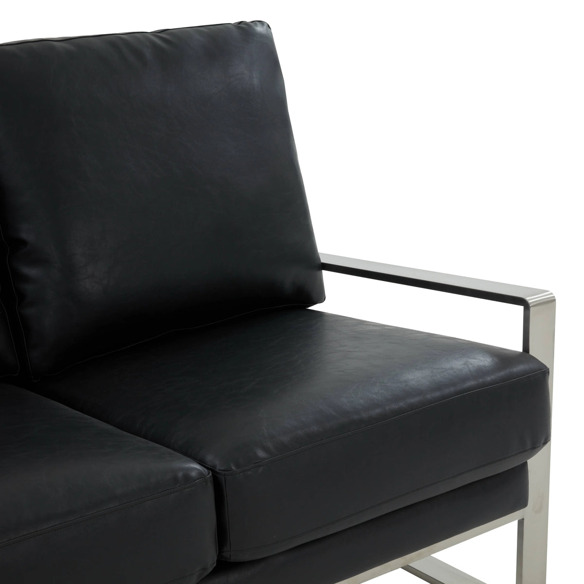 Jefferson Contemporary Velvet/Leather Loveseat with Stainless Steel Frame - Elax Furniture