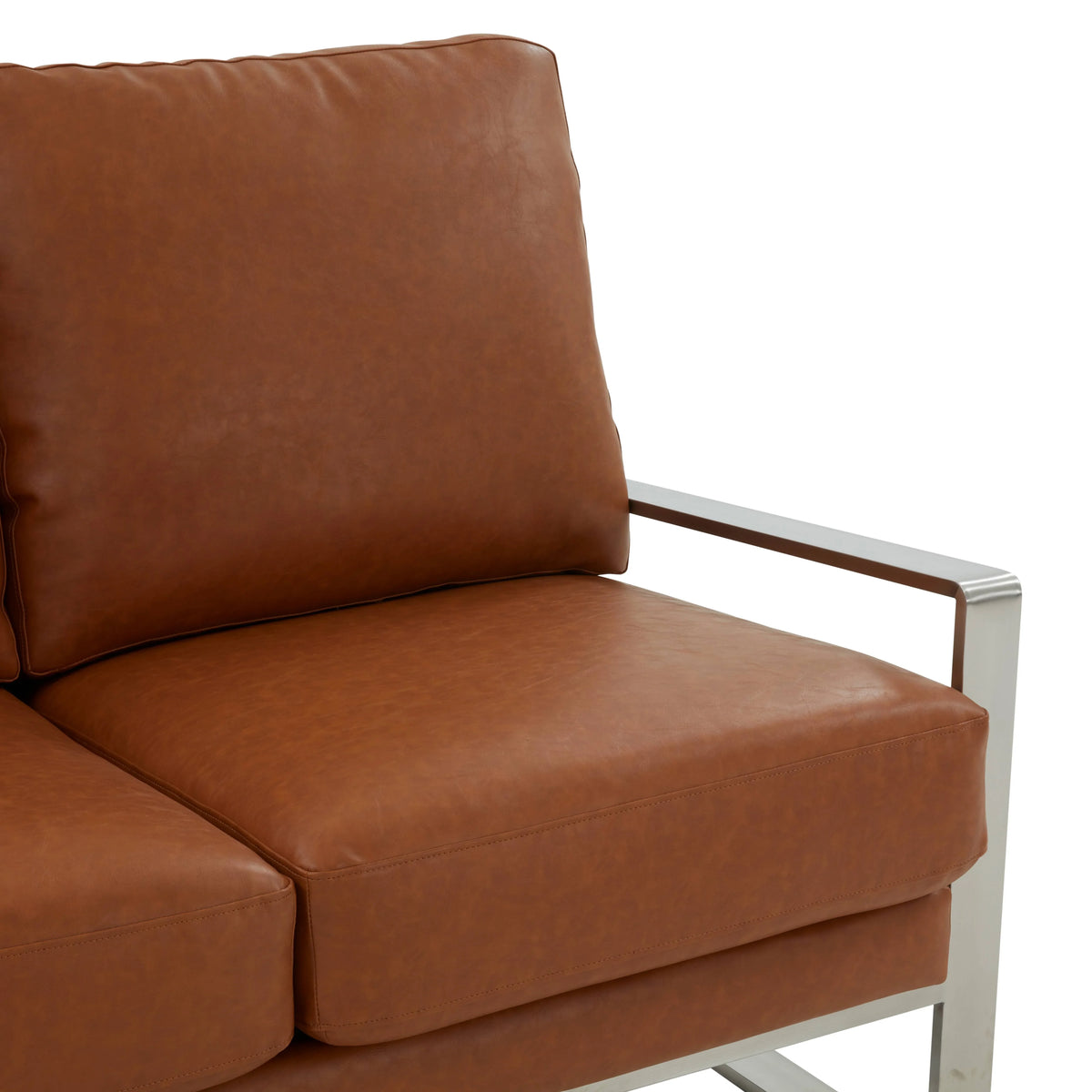 Jefferson Contemporary Velvet/Leather Loveseat with Stainless Steel Frame - Elax Furniture