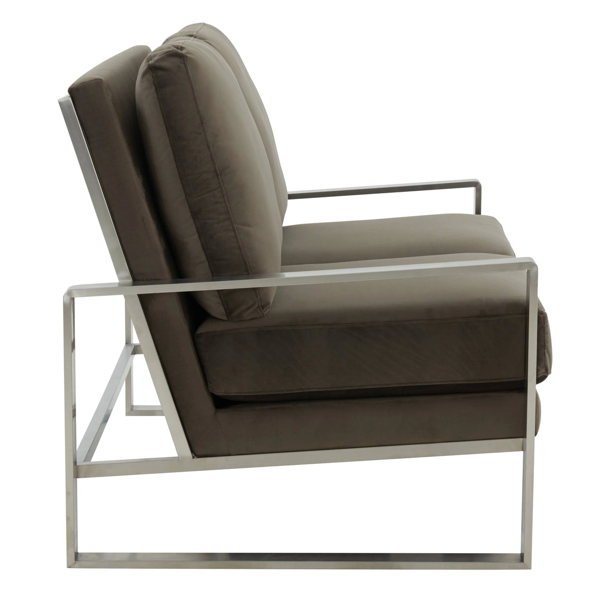 Jefferson Contemporary Velvet/Leather Loveseat with Stainless Steel Frame - Elax Furniture
