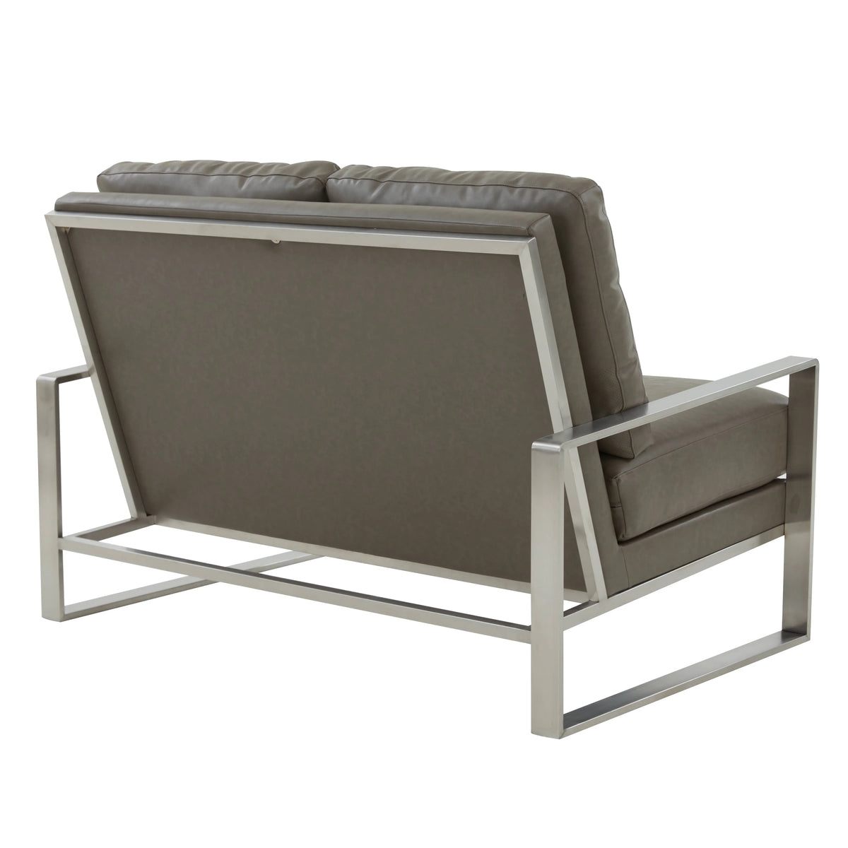 Jefferson Contemporary Velvet/Leather Loveseat with Stainless Steel Frame - Elax Furniture