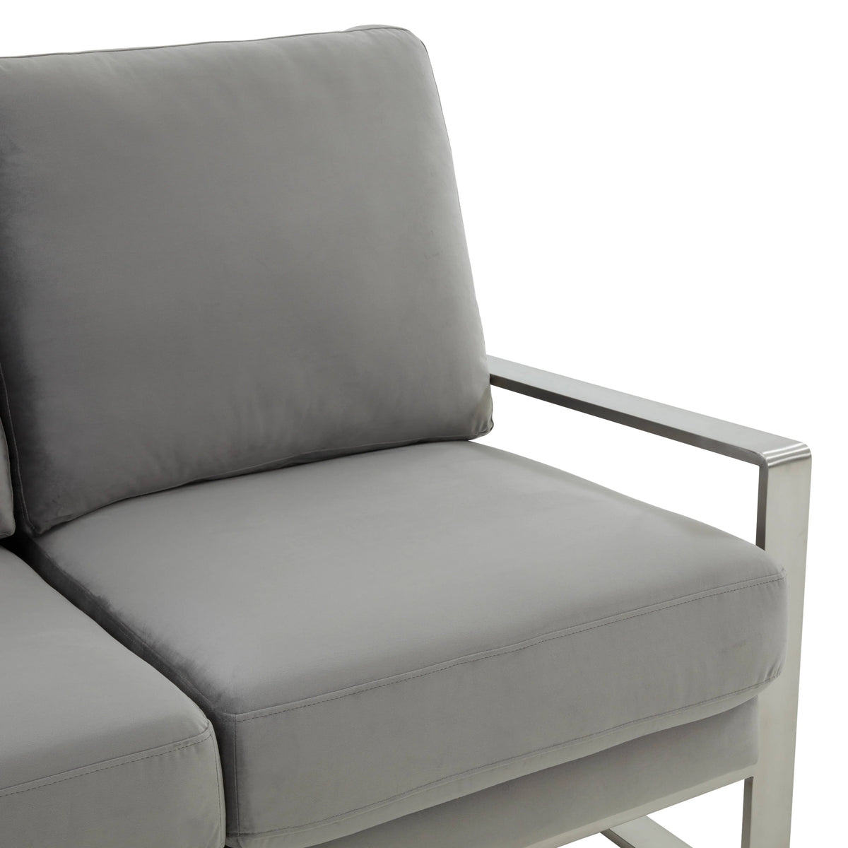 Jefferson Contemporary Velvet/Leather Loveseat with Stainless Steel Frame - Elax Furniture