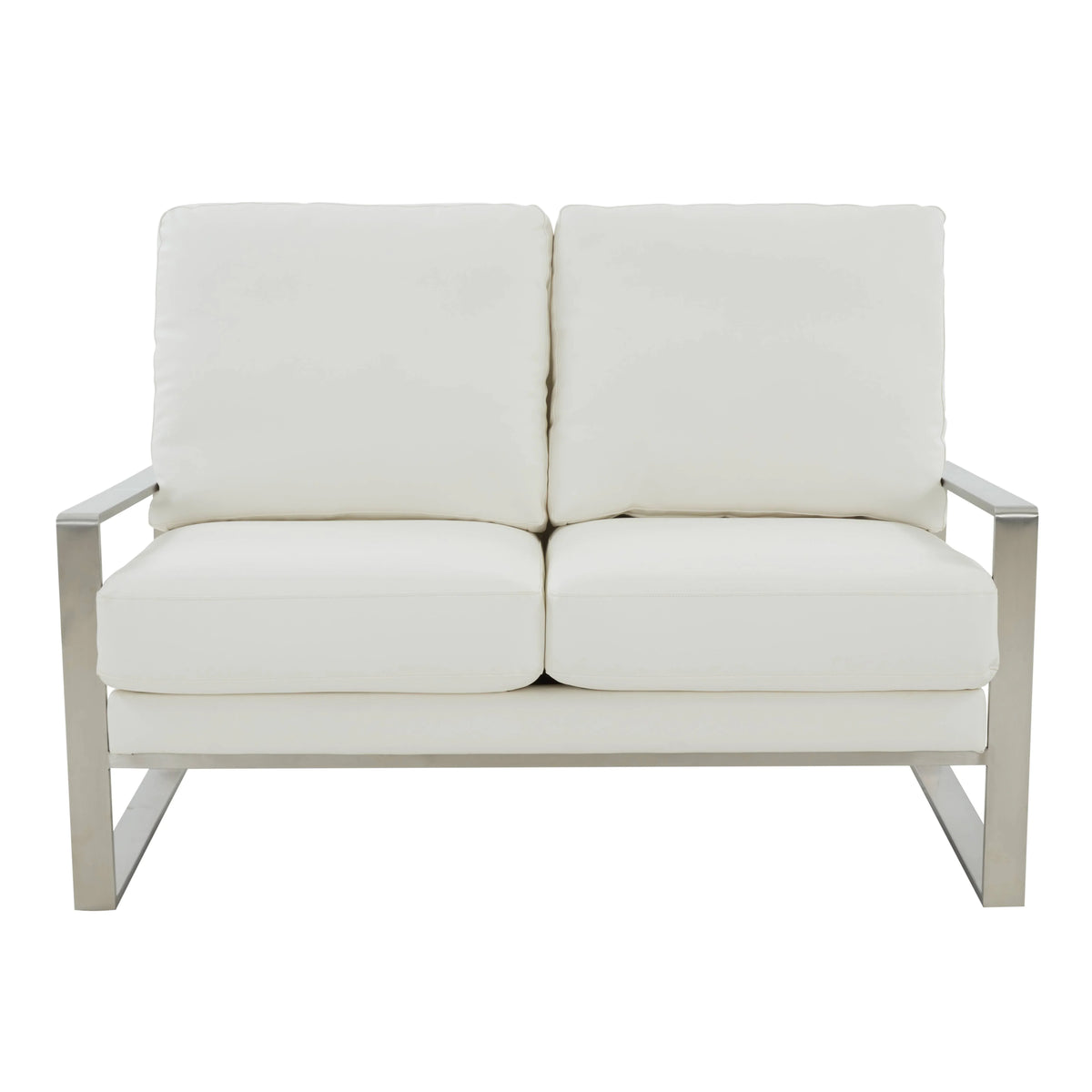 Jefferson Contemporary Velvet/Leather Loveseat with Stainless Steel Frame - Elax Furniture
