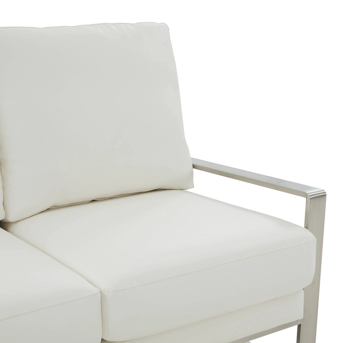 Jefferson Contemporary Velvet/Leather Loveseat with Stainless Steel Frame - Elax Furniture