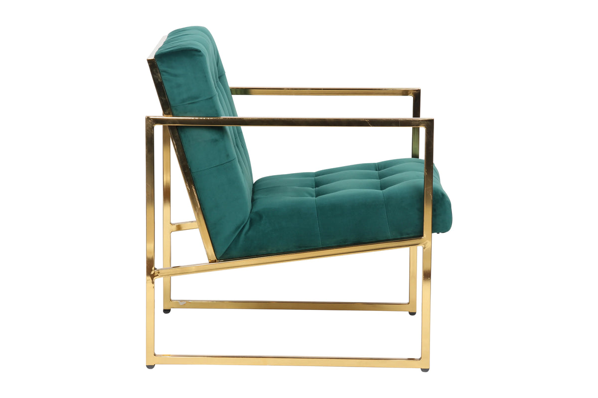 Lexington Tufted Velvet Accent Armchair With Gold Frame - Elax Furniture