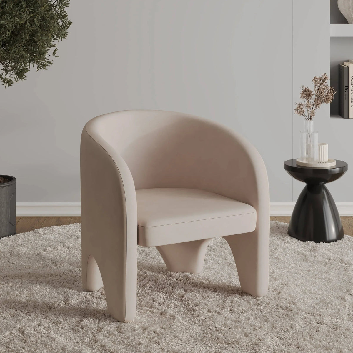 Lylo Accent Arm Chair Upholstered in Boucle/Velvet with Barrel Back Design - Elax Furniture