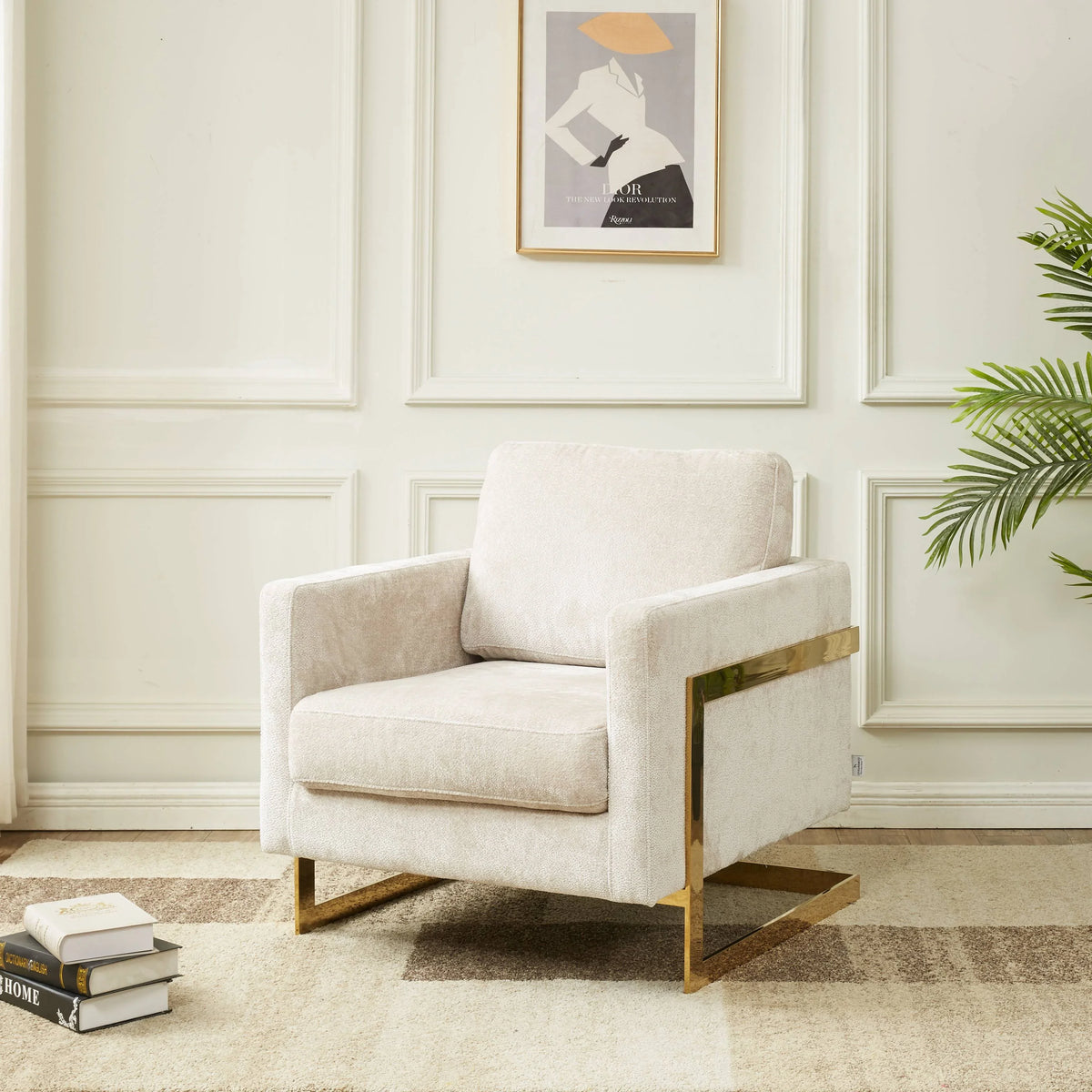Lincoln Modern Upholstered Accent Armchair With Gold/Black Metal Frame - Elax Furniture