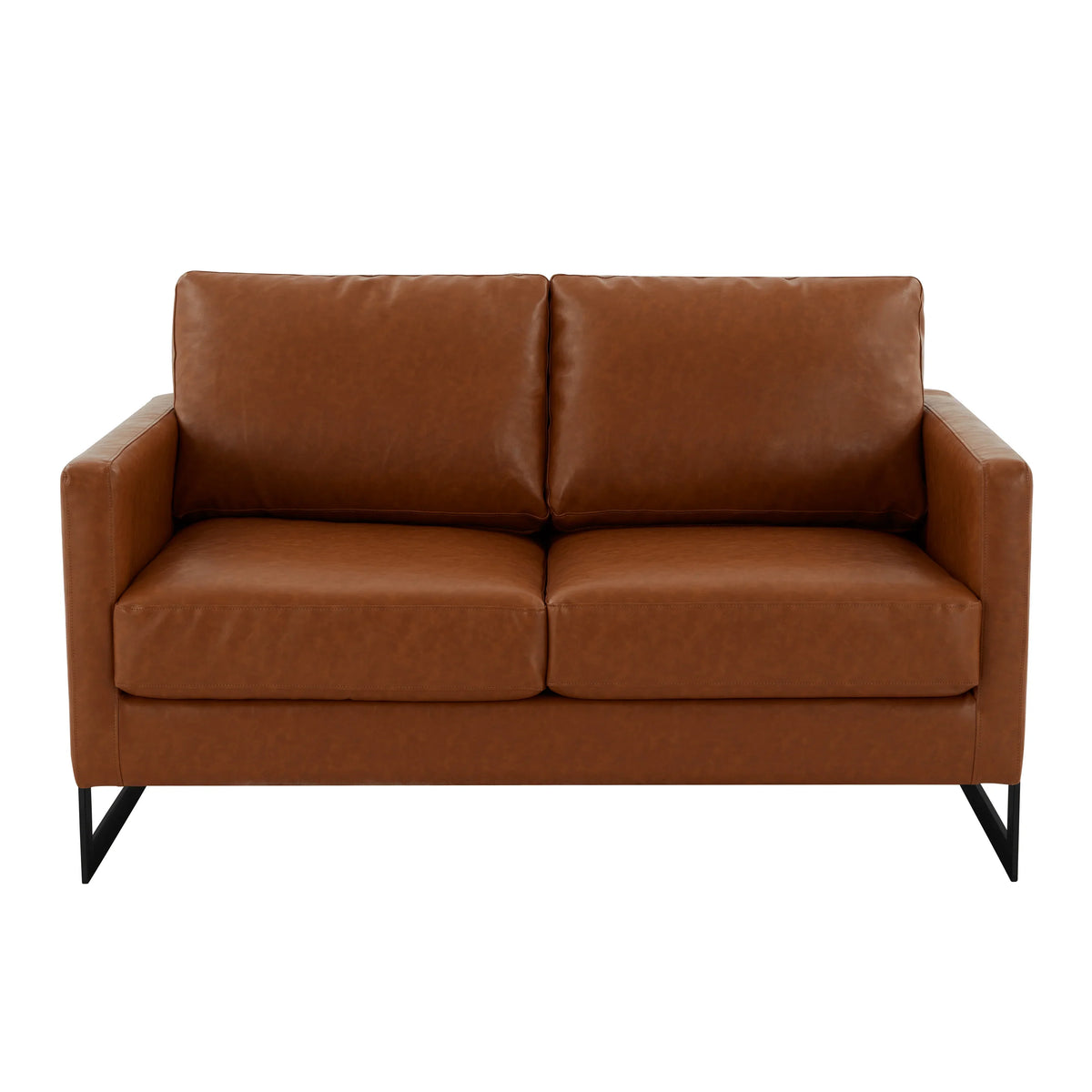 Lincoln Leather Loveseat Sofa with Black Stainless Steel Frame - Elax Furniture