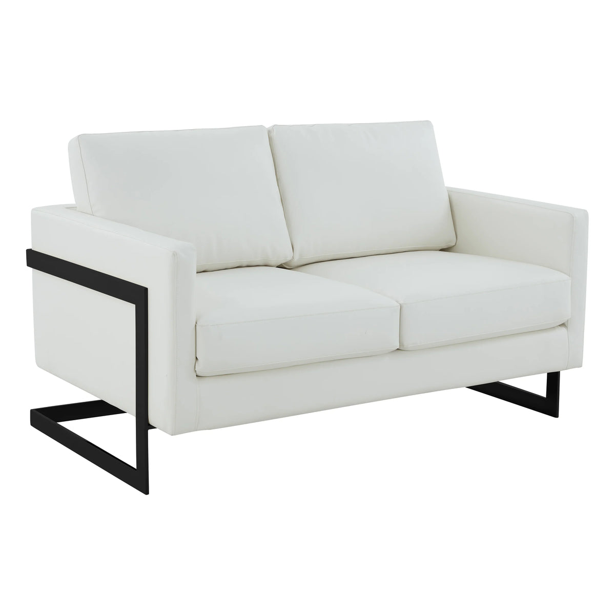 Lincoln Leather Loveseat Sofa with Black Stainless Steel Frame - Elax Furniture