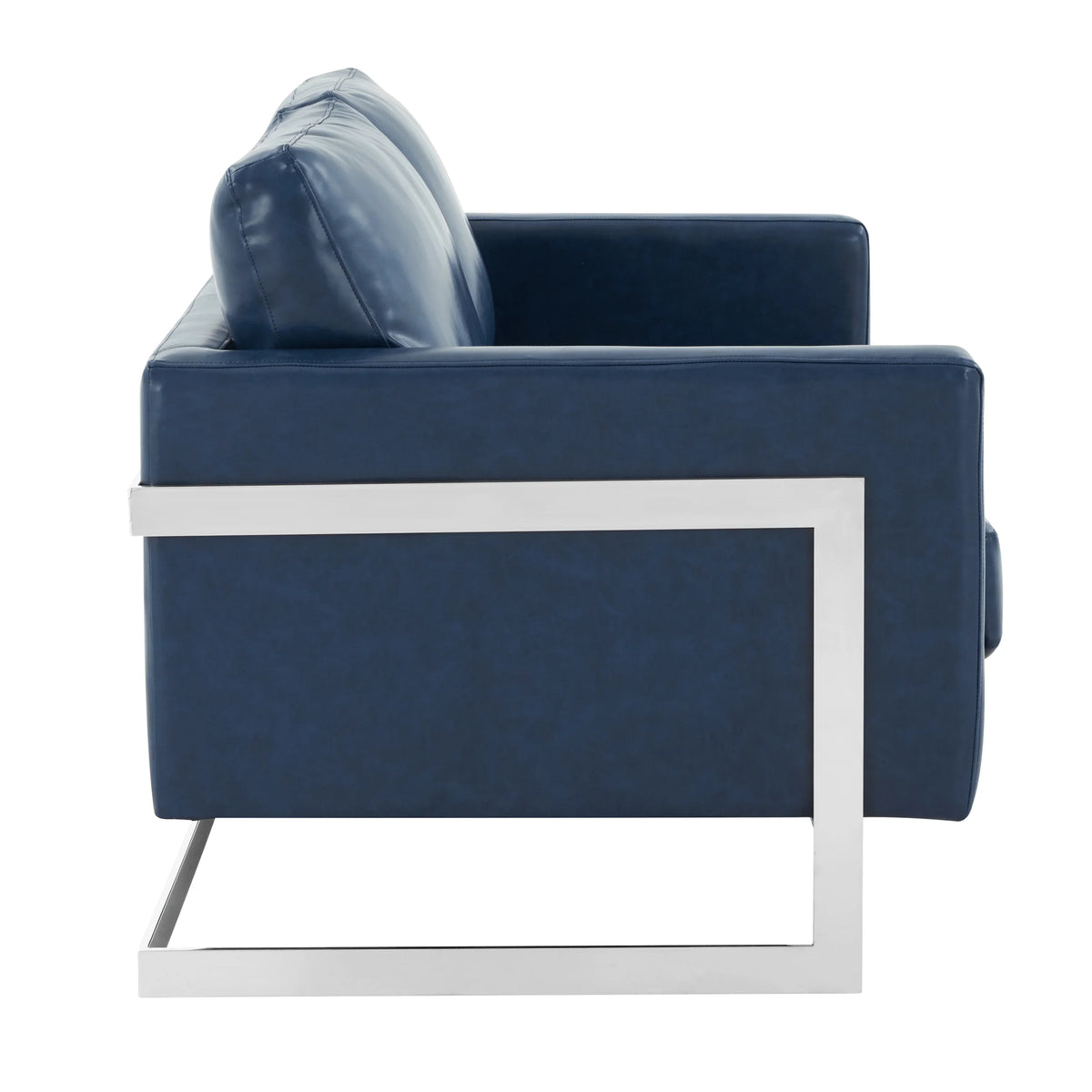 Lincoln Leather Loveseat Sofa with Chrome Stainless Steel Frame - Elax Furniture