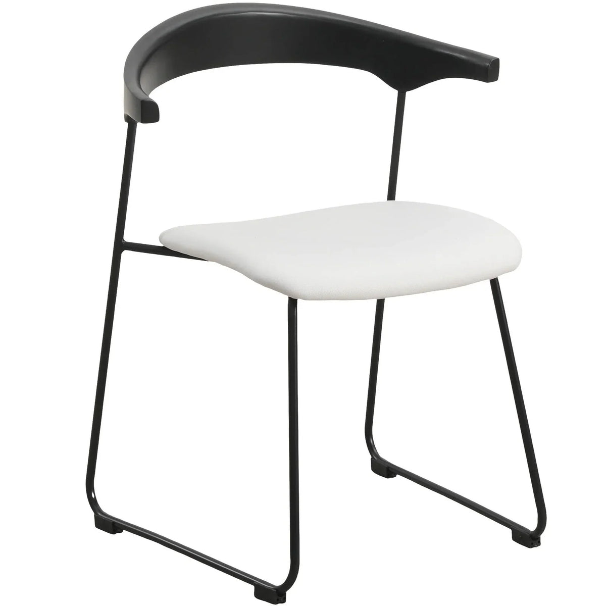 Lyra Leather Dining Chair with a Beech Wood Curved Back and Iron Legs - Elax Furniture