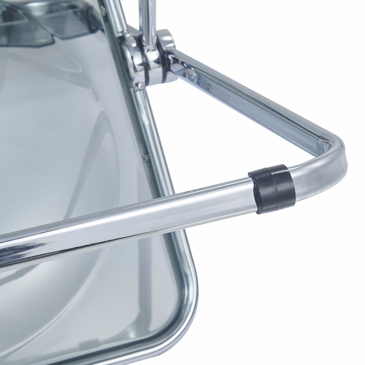 Lawrence Acrylic Folding Chair With Metal Frame Chrome Transparent Black Folding Chair Leisuremod