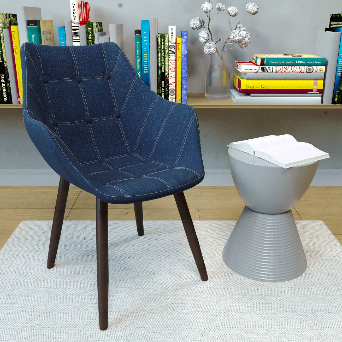 Milburn Modern Tufted Denim Lounge Accent Armchair - Elax Furniture