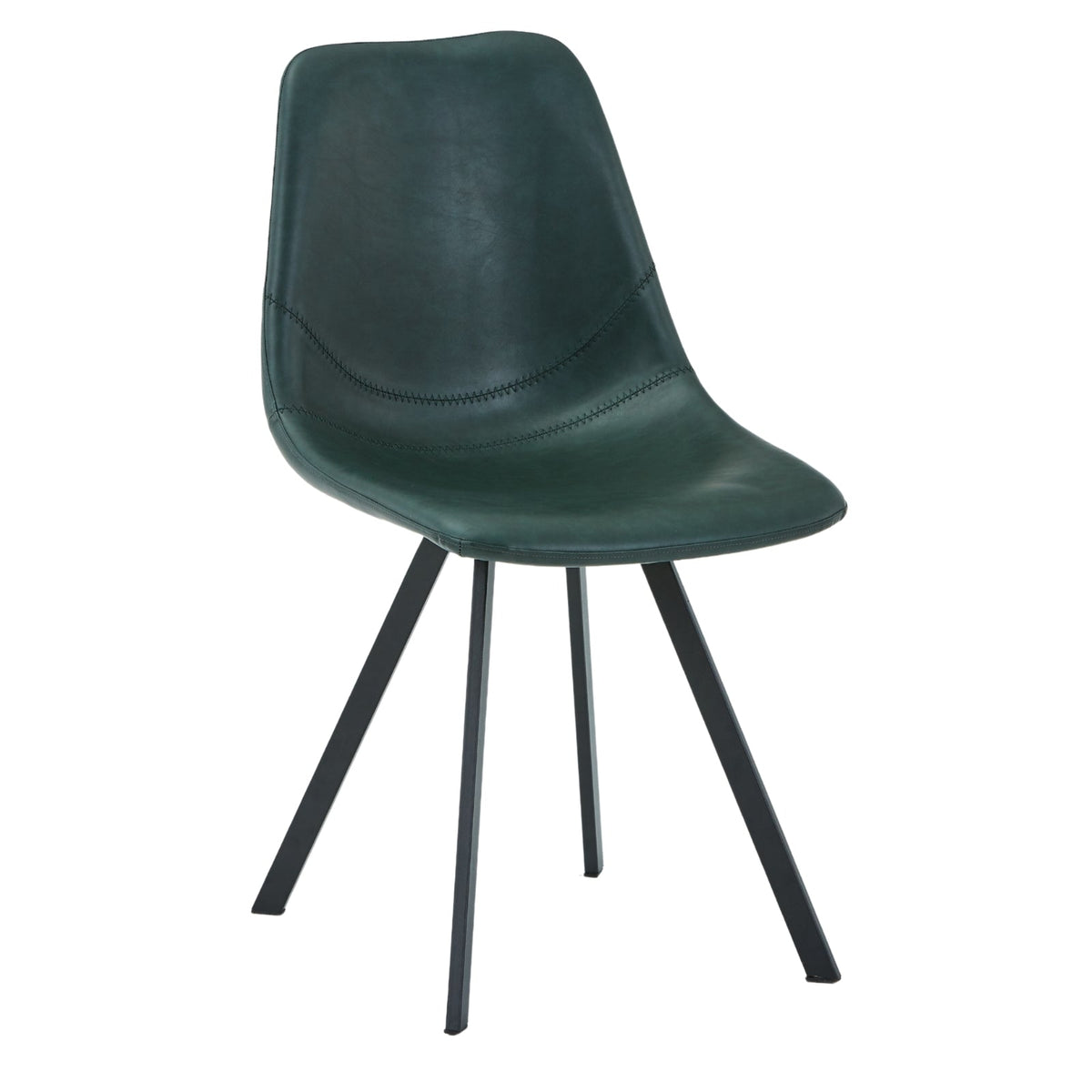 Markley Leather Dining Chair With Black/Gold Metal Legs
