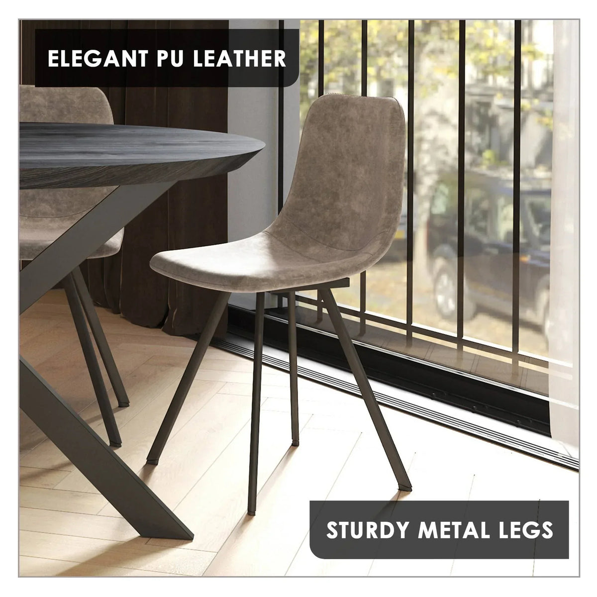 Markley Leather Dining Chair With Black/Gold Metal Legs (Open Box) - Elax Furniture