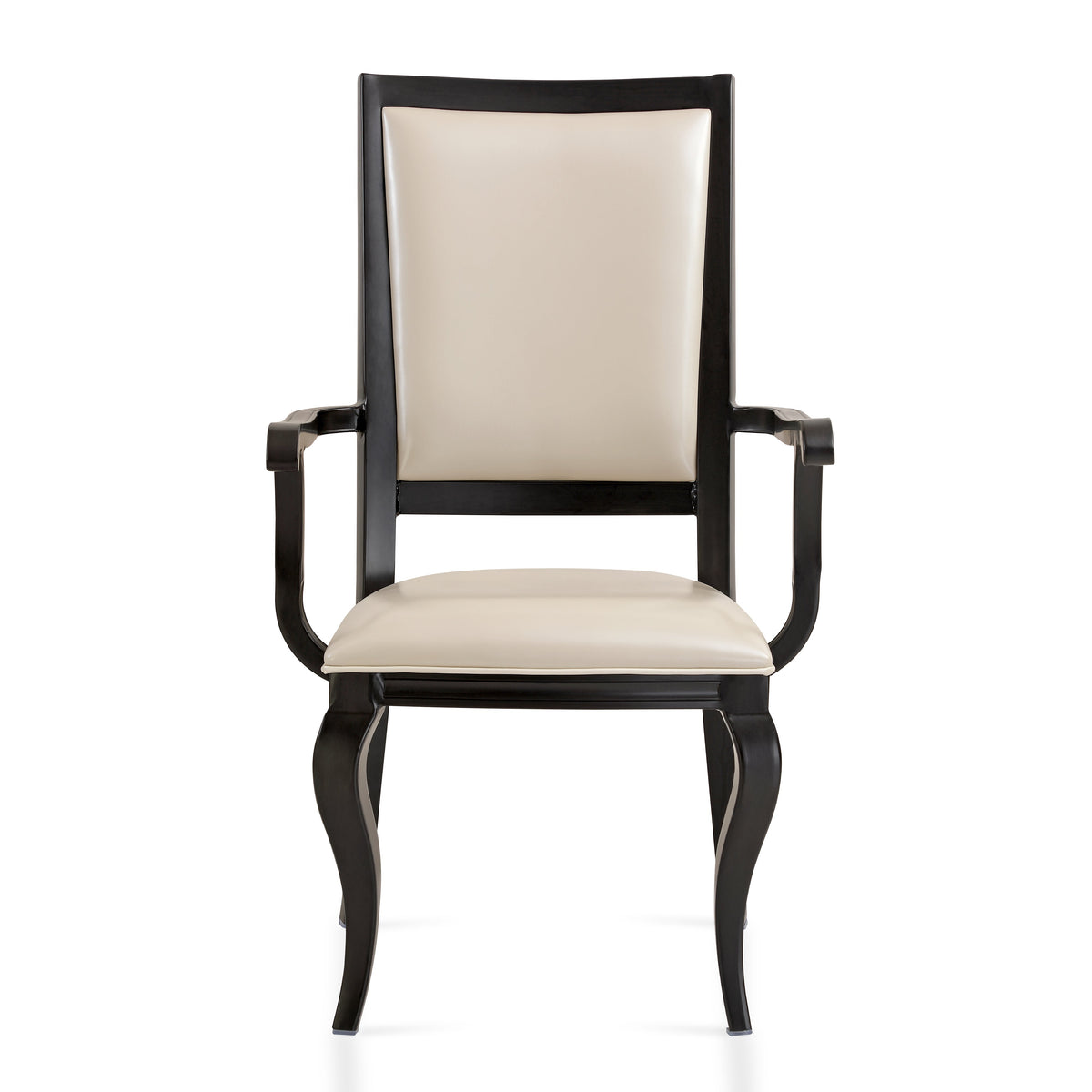 Madera Dining Chair with Leather Seat and Aluminum Crown Design Legs in Walnut Finish
