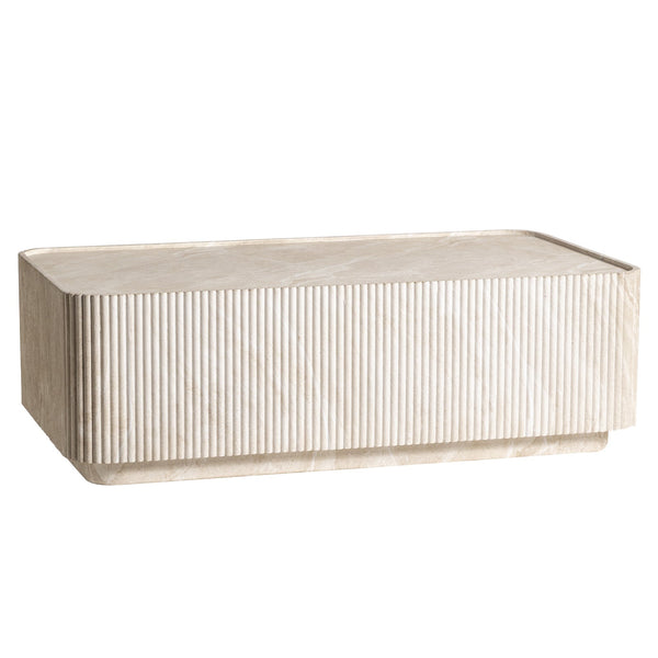Malta Coffee Table in Fiberstone Fluted Pedestal Design for Indoor and Outdoor