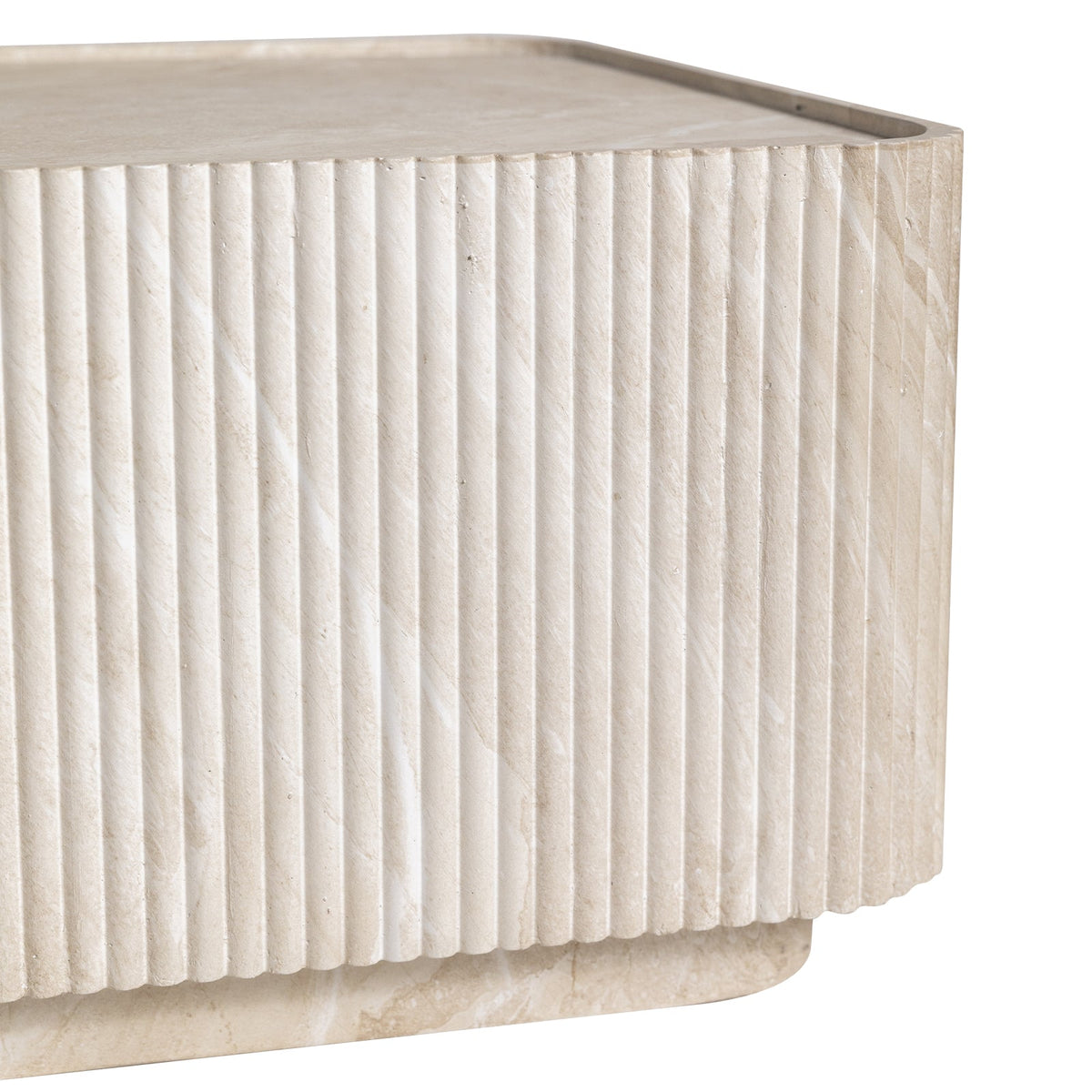 Malta Coffee Table in Fiberstone Fluted Pedestal Design for Indoor and Outdoor