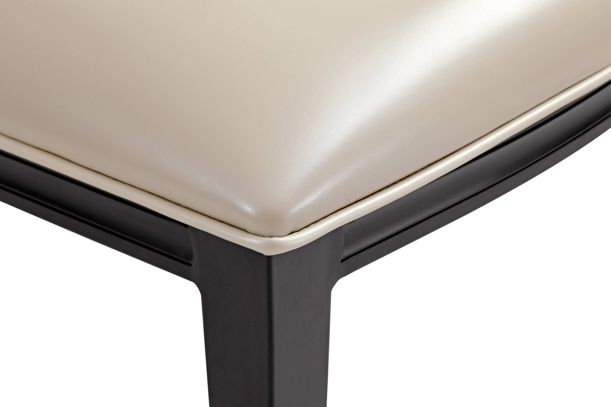 Madera Dining Chair with Leather Seat and Aluminum Legs in Walnut Finish