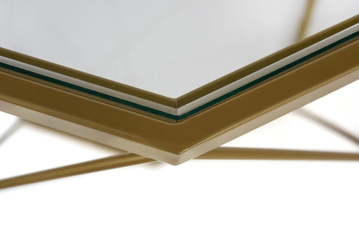 Malibu Octagon Glass Tabletop Coffee Table / End Table With Gold Metal Base - Elax Furniture