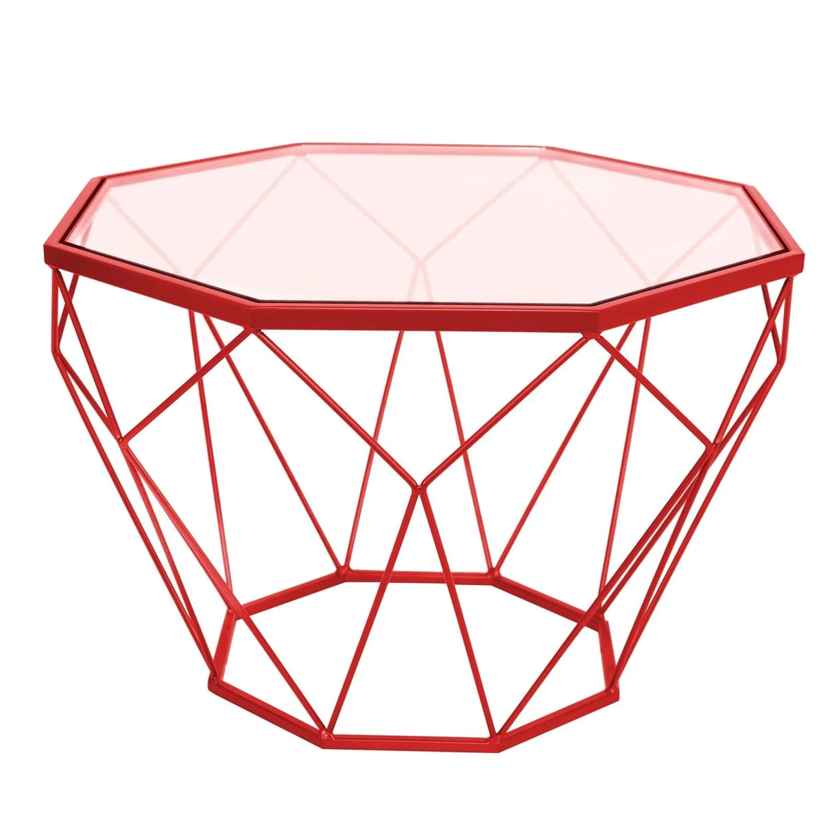 Malibu Octagon Glass Tabletop Coffee Table / End Table With Gold Metal Base - Elax Furniture