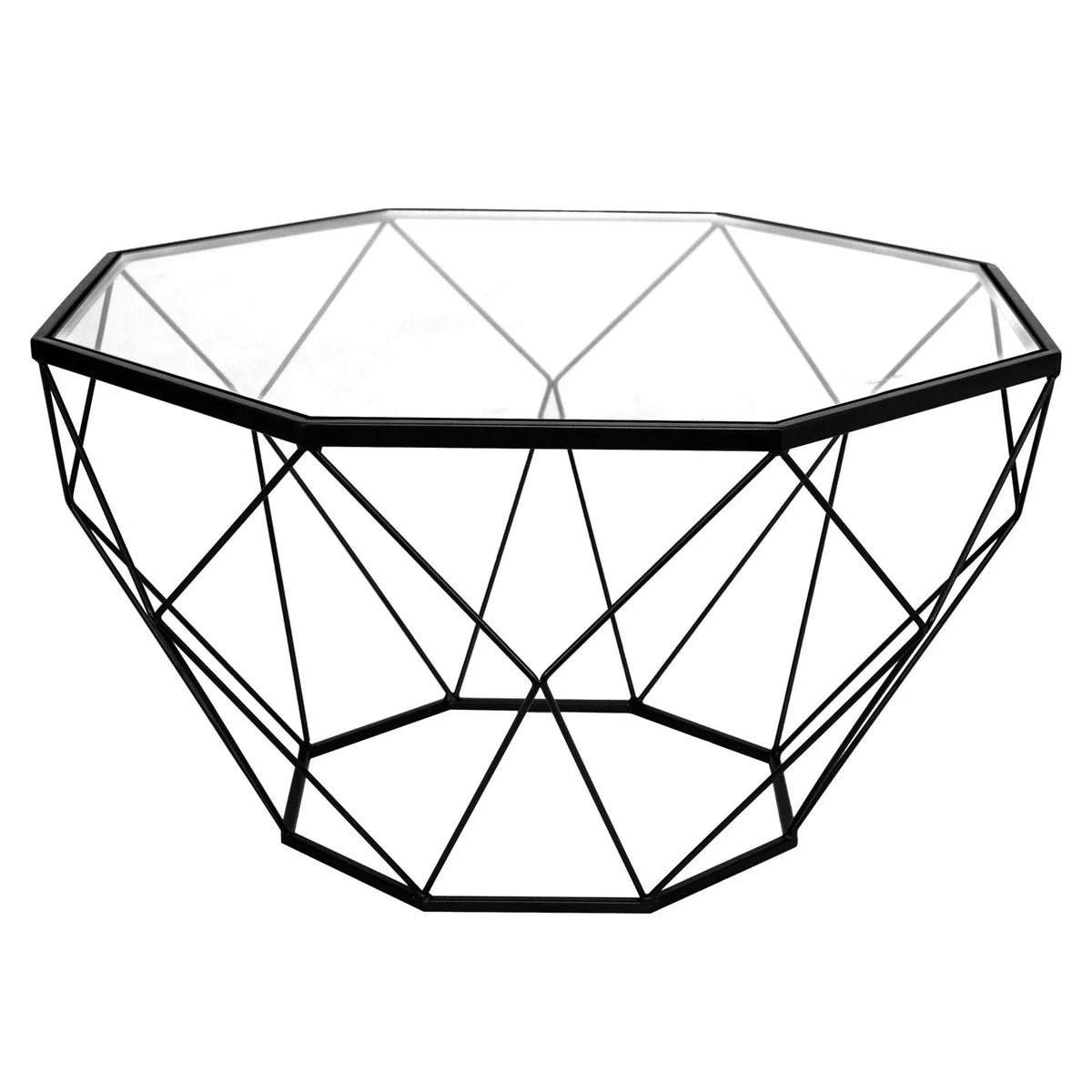 Malibu Modern Octagon Glass Top Coffee Table With Gold Metal Base - Elax Furniture