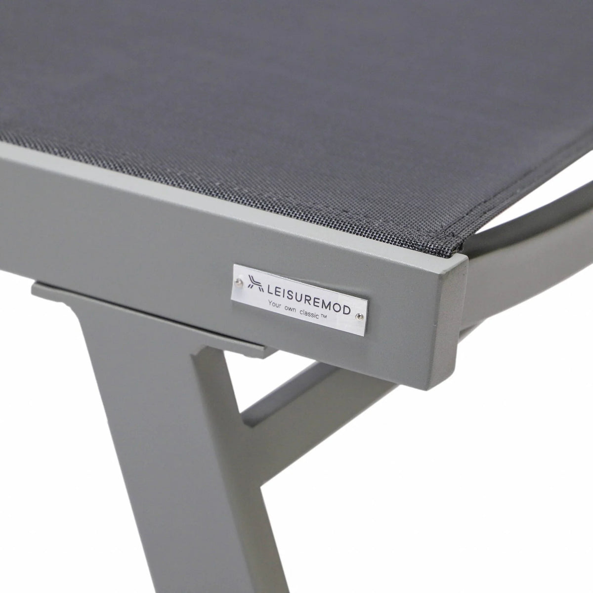 Marlin Patio Chaise Lounge Chair with Armrests in Grey Aluminum Frame, Set of 2 - Elax Furniture