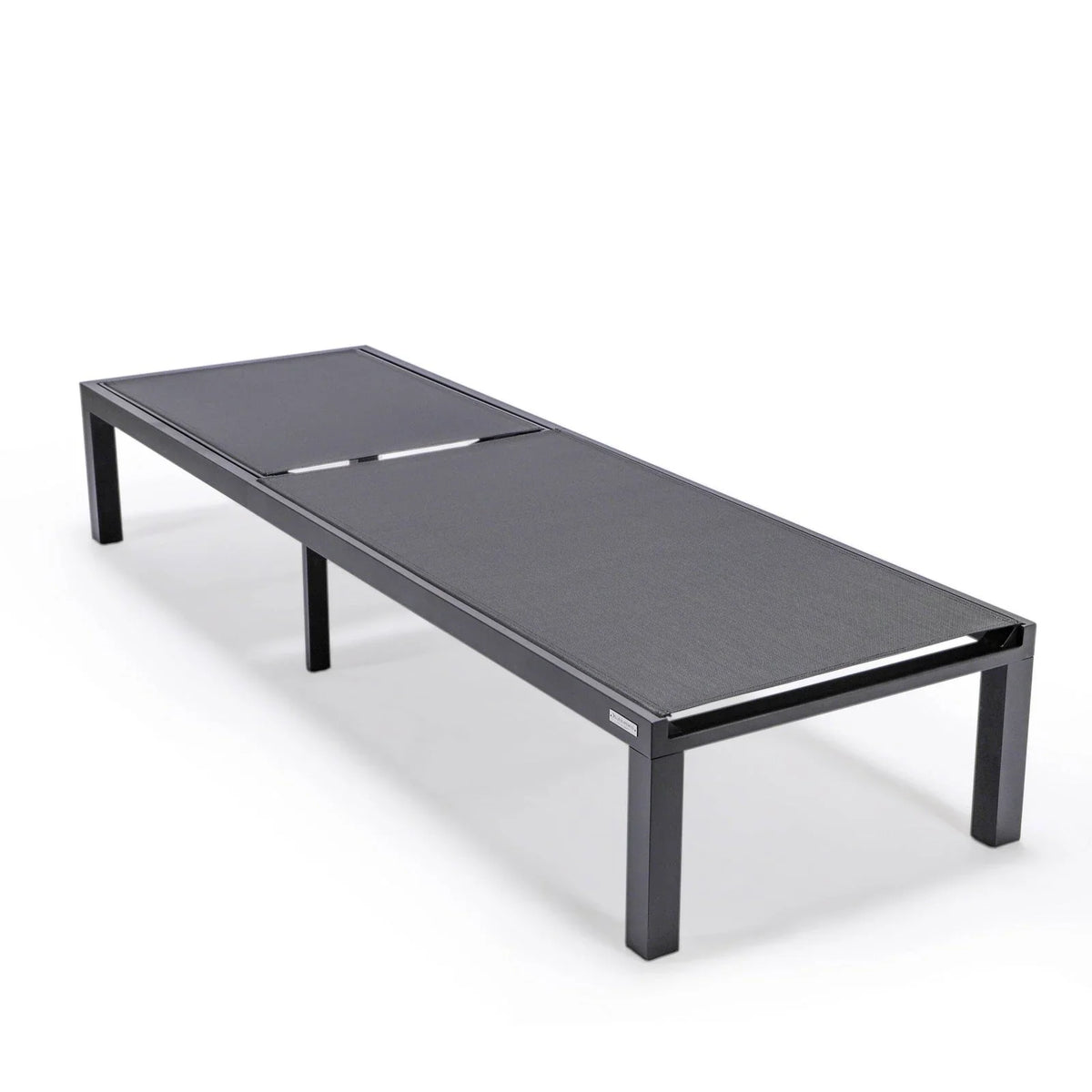 Marlin Modern Black Aluminum Outdoor Chaise Lounge Chair With Square Fire Pit Side Table Set of 2 - Elax Furniture