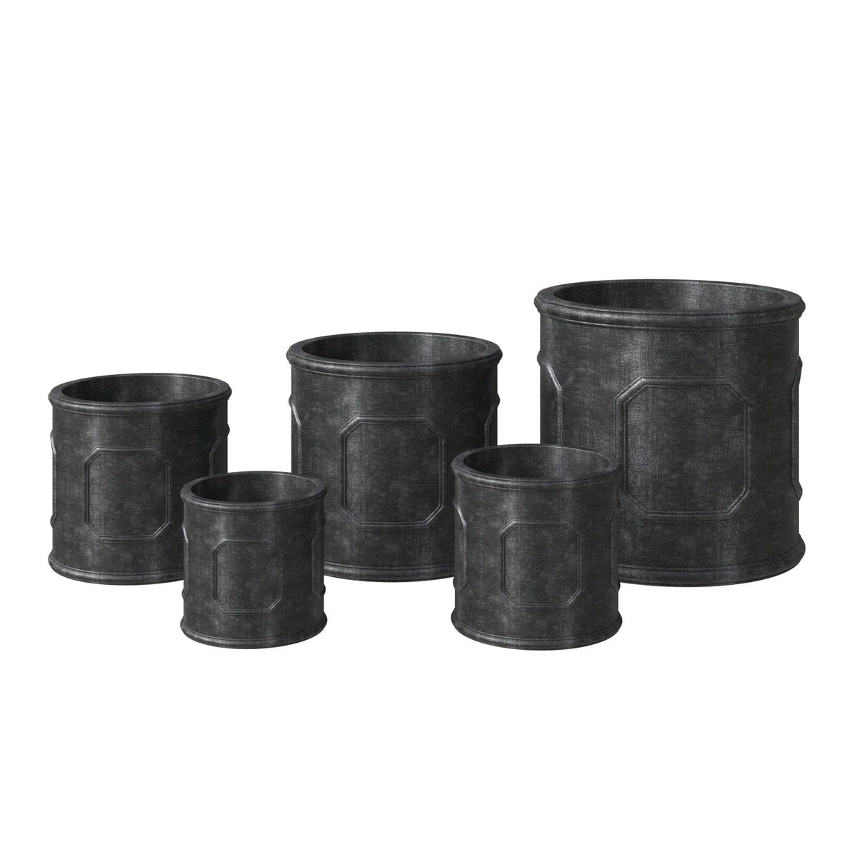 Meadow 5-Piece Fiberstone and MGO Clay Planter Set, Mid-Century Modern Round Planter Pot for Indoor and Outdoor - Elax Furniture