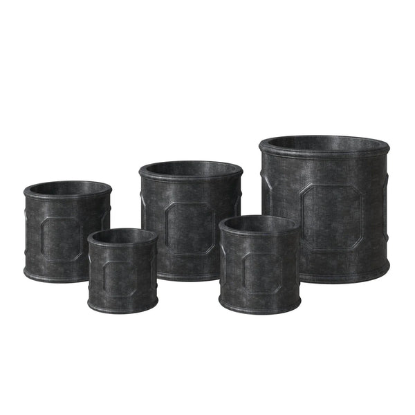 Meadow 5-Piece Fiberstone and MGO Clay Planter Set, Mid-Century Modern Round Planter Pot for Indoor and Outdoor - Elax Furniture