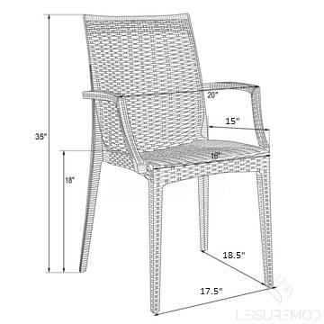 Mace Mid-Century 7-Piece Outdoor Dining Set: 4 Side Chairs & 2 Armchairs - Elax Furniture