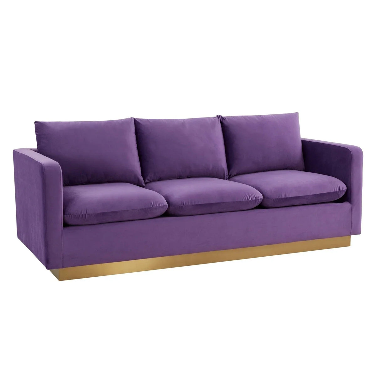 Nervo 3-Seater Velvet/Leather Full Sofa with Gold Stainless Steel Base - Elax Furniture