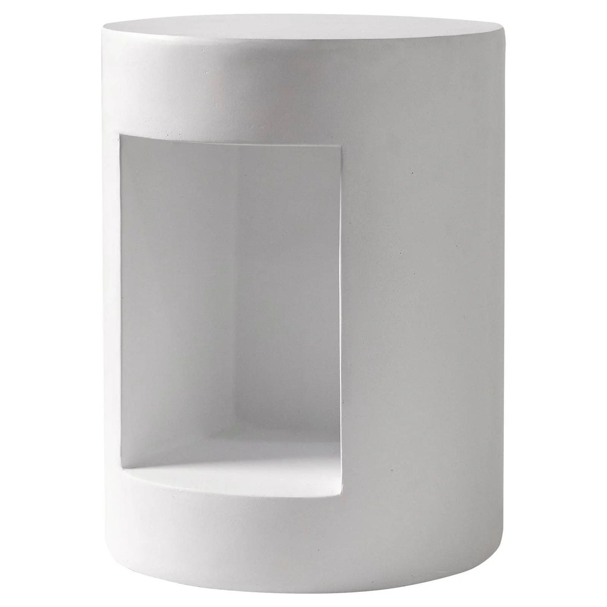 Nook 14" Wide Round Fiberstone Side Table With Open Storage Compartment - Elax Furniture