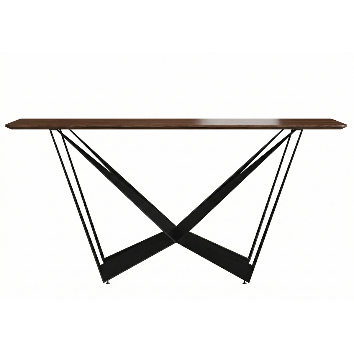 Nuvor Dining Table with Rectangular Sintered Stone/Glass Tabletop and Black Steel Legs