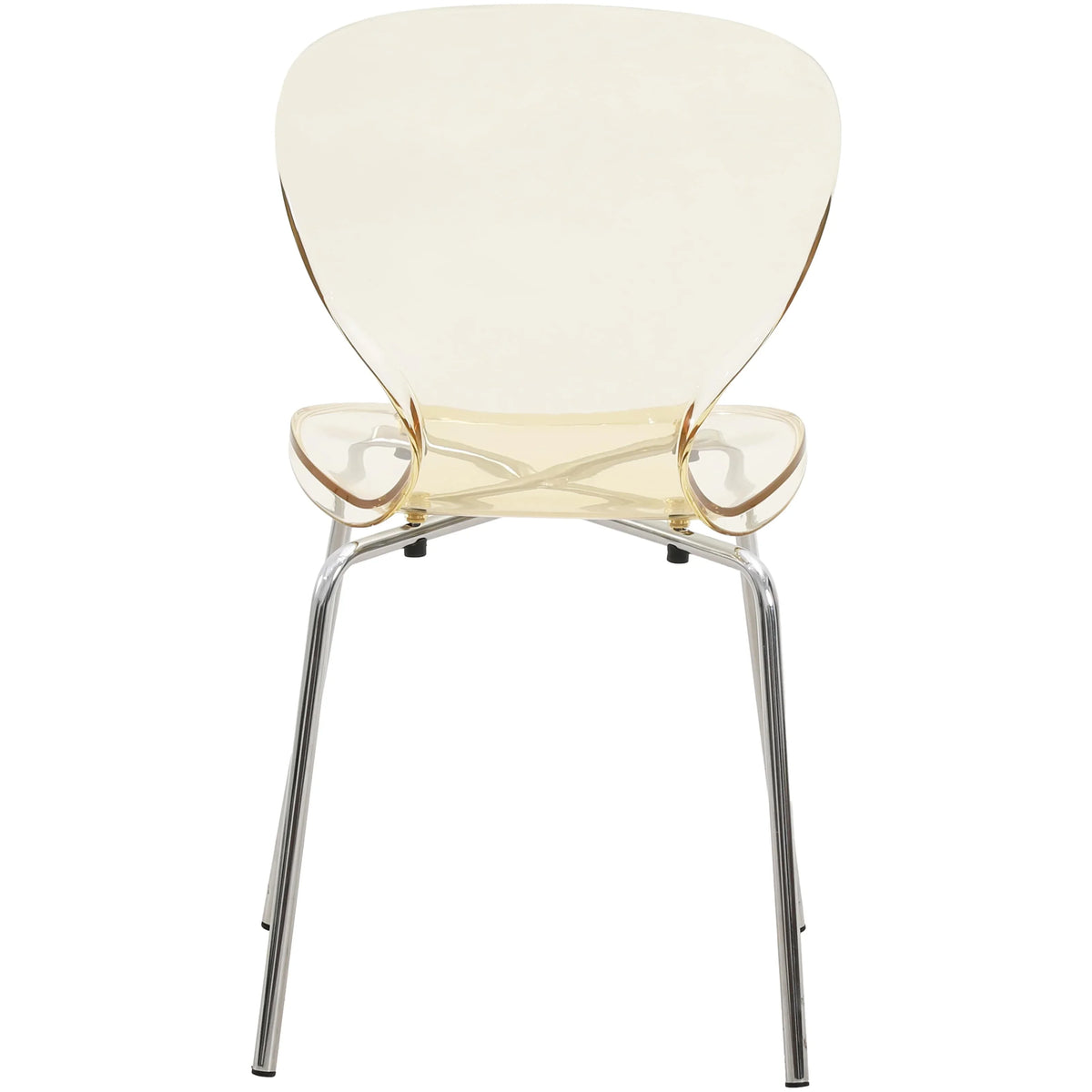 LeisureMod 5-Piece Dining Set Round White MDF Dining Table and 4 Acrylic Dining Chairs with Chrome Legs - Elax Furniture