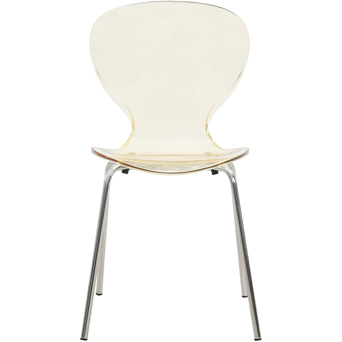 LeisureMod 5-Piece Dining Set Round White MDF Dining Table and 4 Acrylic Dining Chairs with Chrome Legs - Elax Furniture