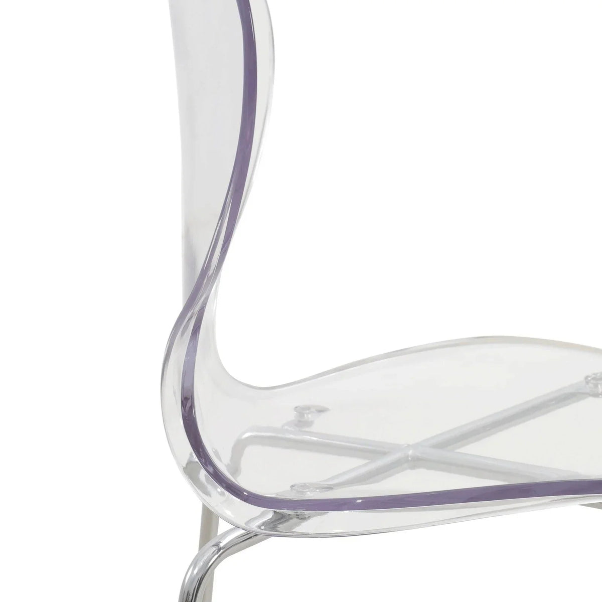 Oyster Mid-Century Modern Acrylic Barstool with Steel Frame in Chrome Finish Set of 2 - Elax Furniture